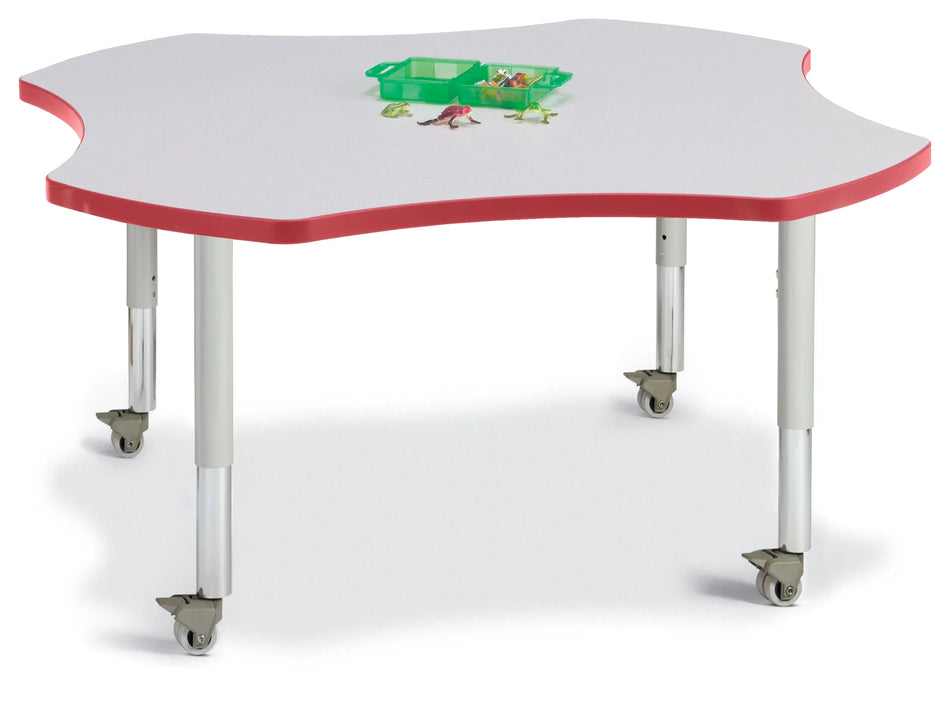 Berries® Four Leaf Activity Table, Mobile - Freckled Gray/Red/Gray