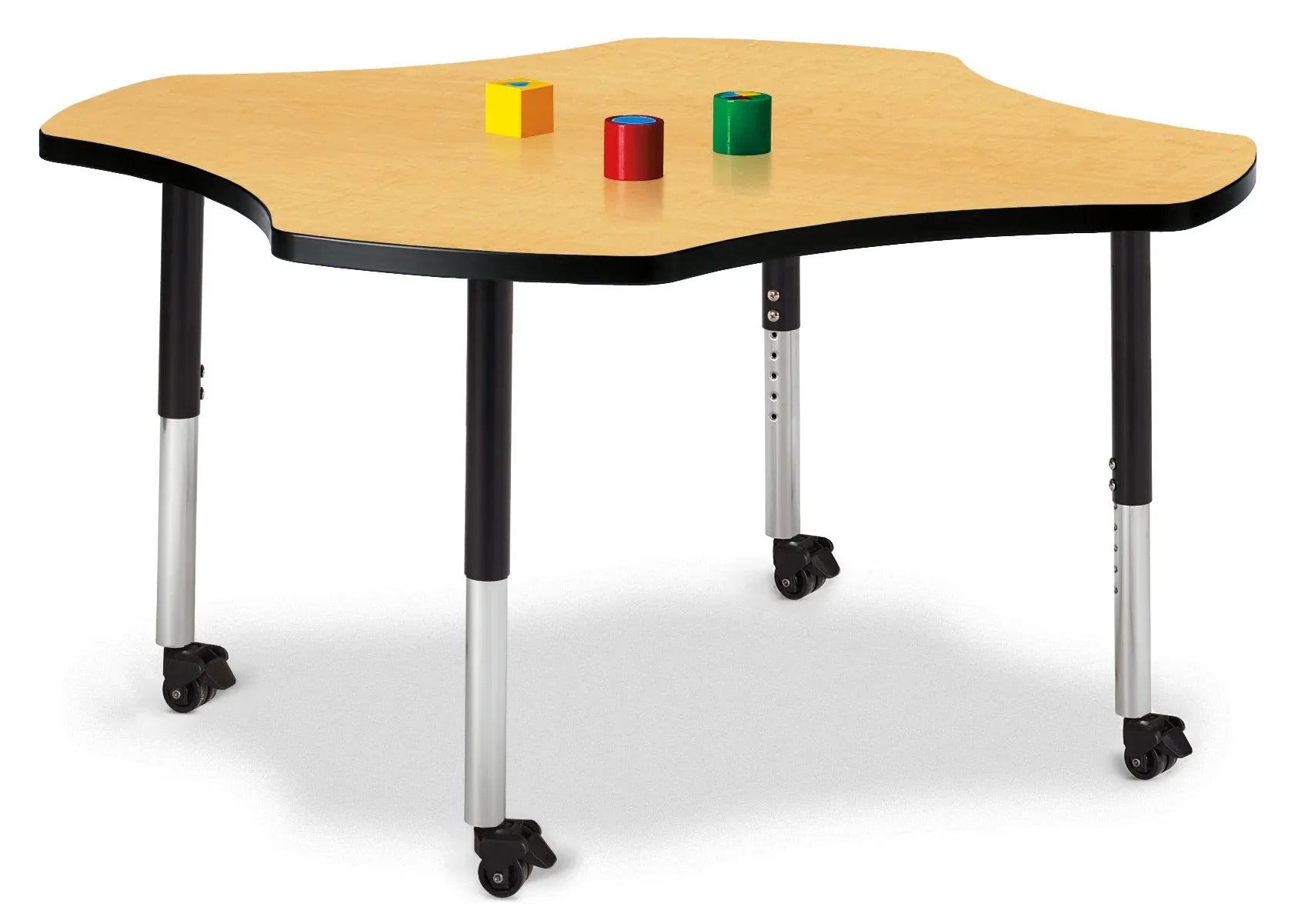 Berries® Four Leaf Activity Table, Mobile - Maple/Black/Black