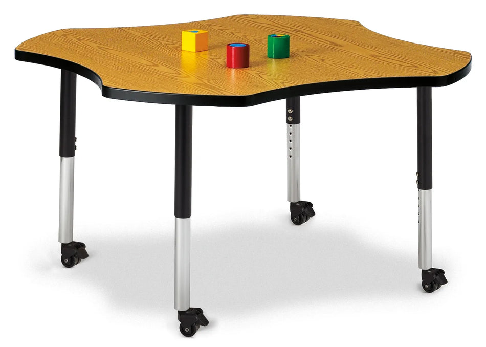 Berries® Four Leaf Activity Table, Mobile - Oak/Black/Black