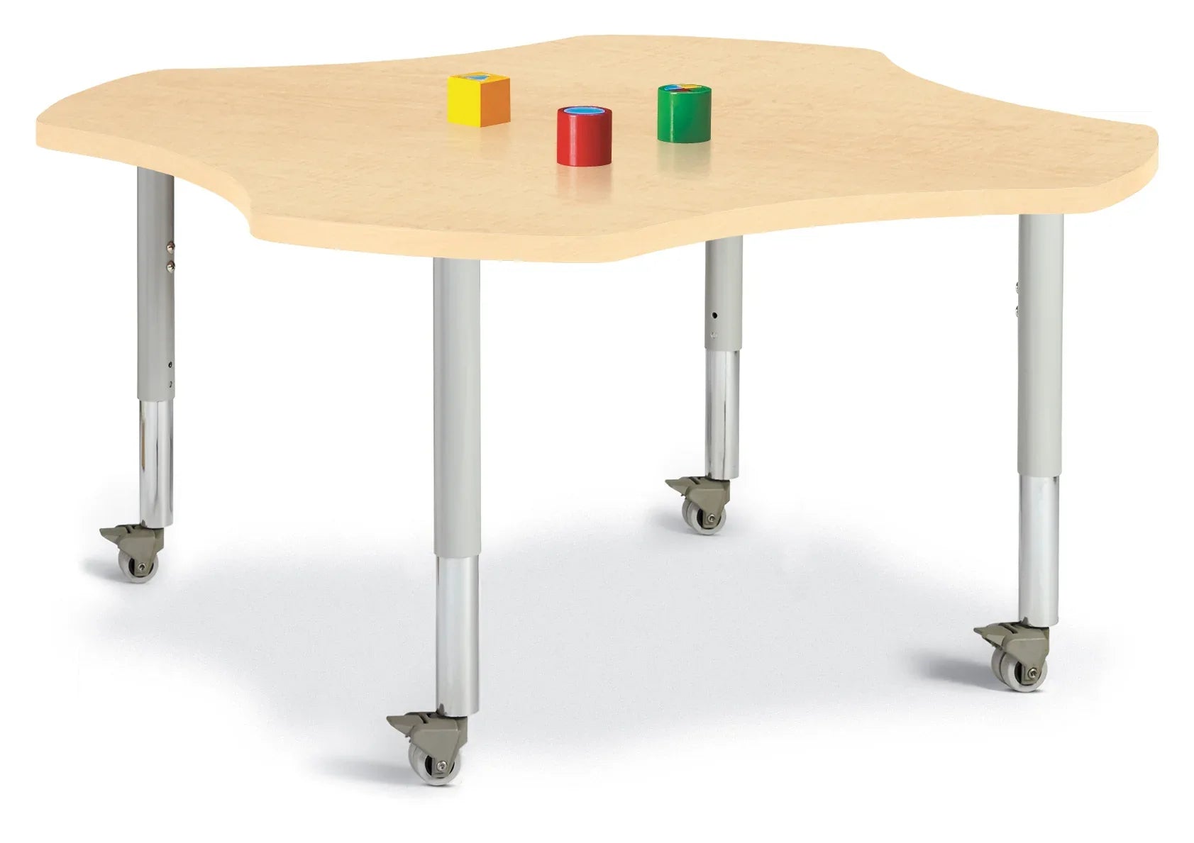 Berries® Four Leaf Activity Table, Mobile - Maple/Maple/Gray