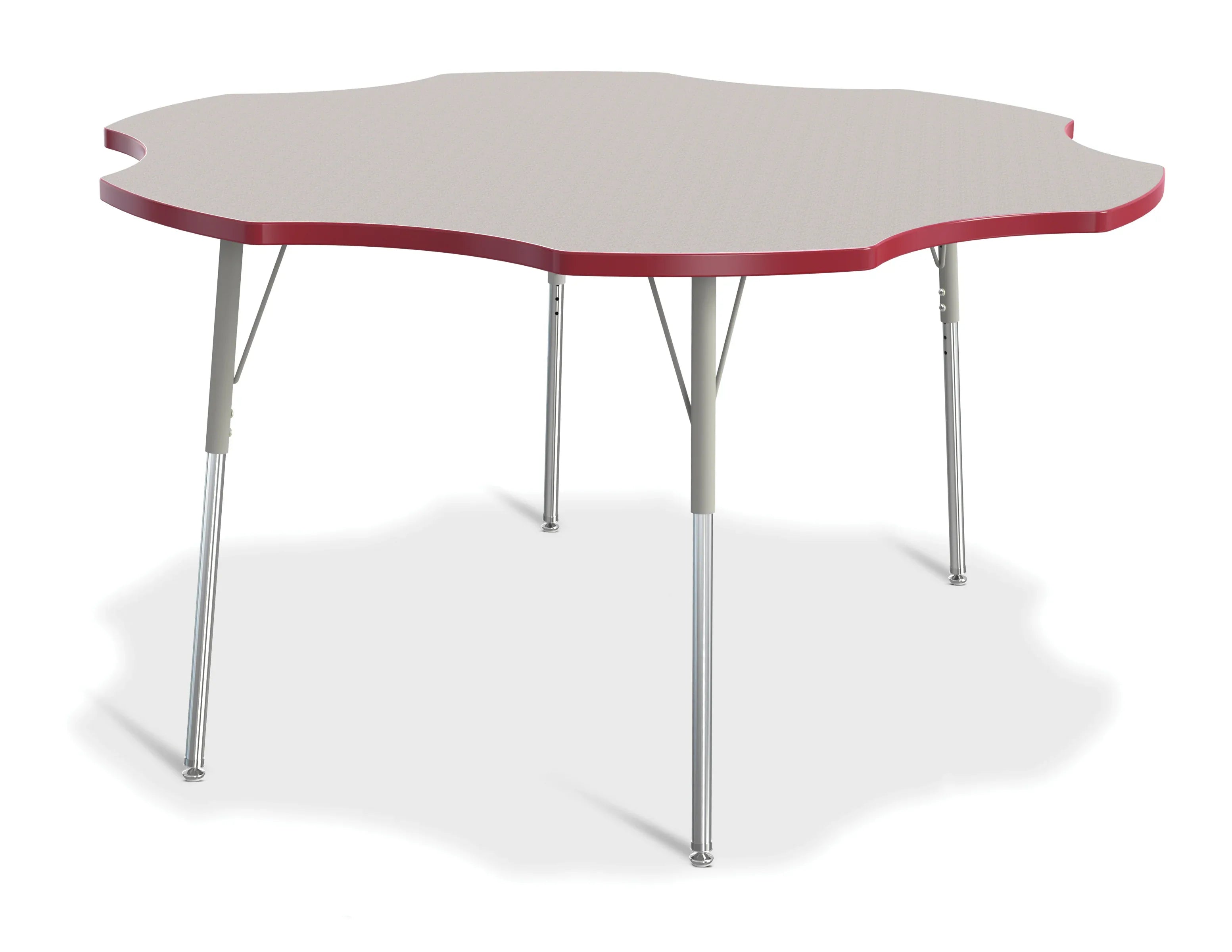 Berries® Six Leaf Activity Table - 60", A-height - Freckled Gray/Red/Gray