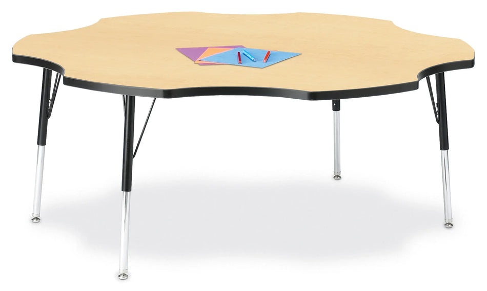 Berries® Six Leaf Activity Table - 60", A-height - Maple/Black/Black