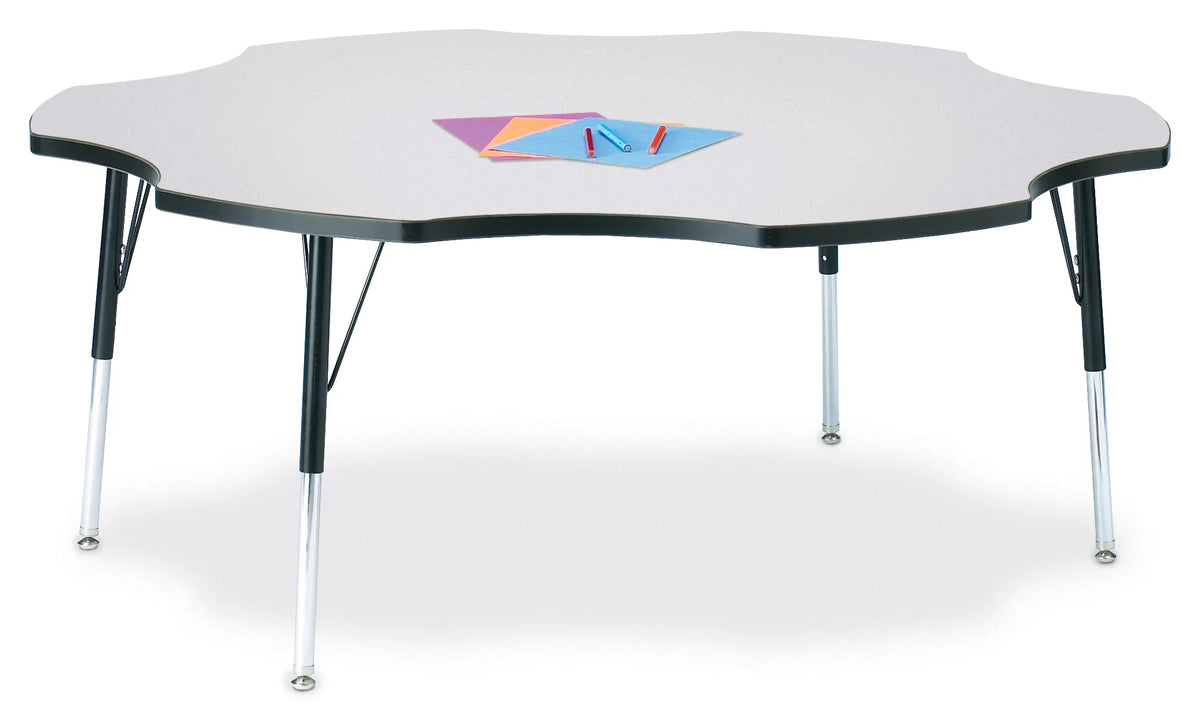Berries® Six Leaf Activity Table - 60", A-height - Freckled Gray/Black/Black