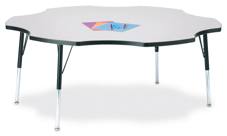 Berries® Six Leaf Activity Table - 60", A-height - Freckled Gray/Black/Black