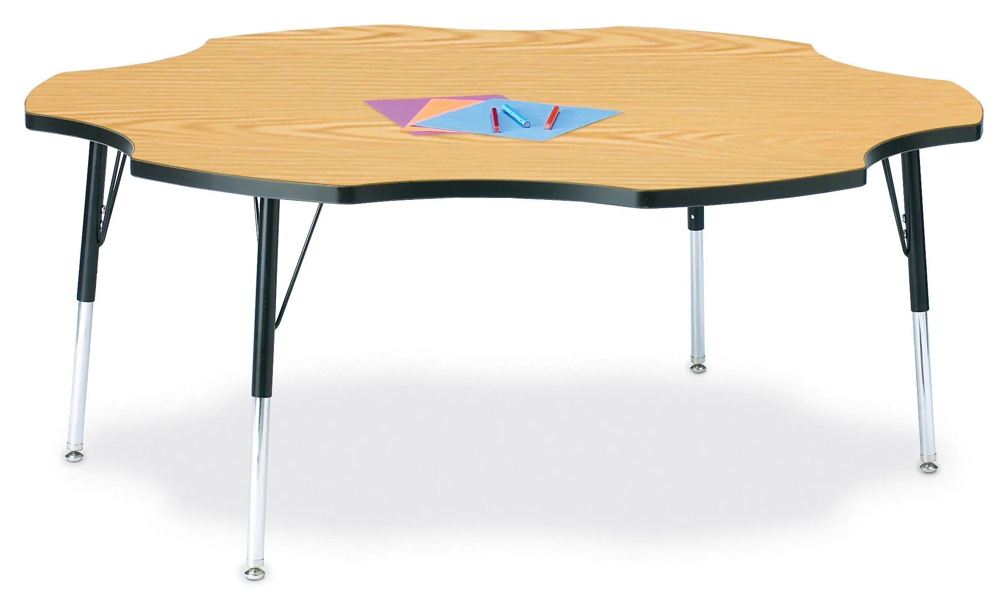 Berries® Six Leaf Activity Table - 60", A-height - Oak/Black/Black
