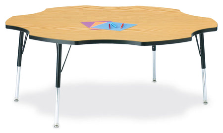 Berries® Six Leaf Activity Table - 60", A-height - Oak/Black/Black