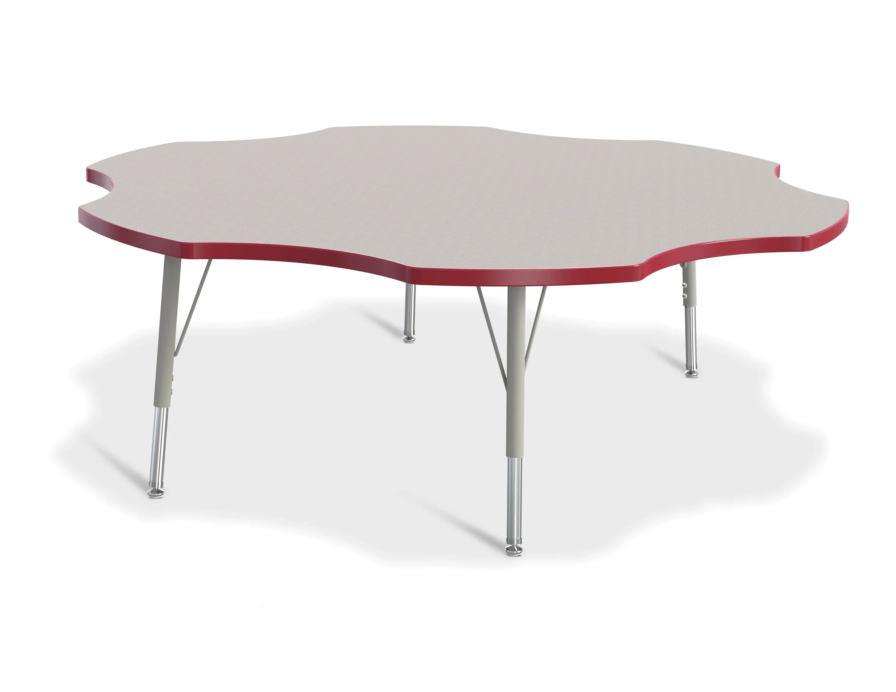 Berries® Six Leaf Activity Table - 60", E-height - Freckled Gray/Red/Gray