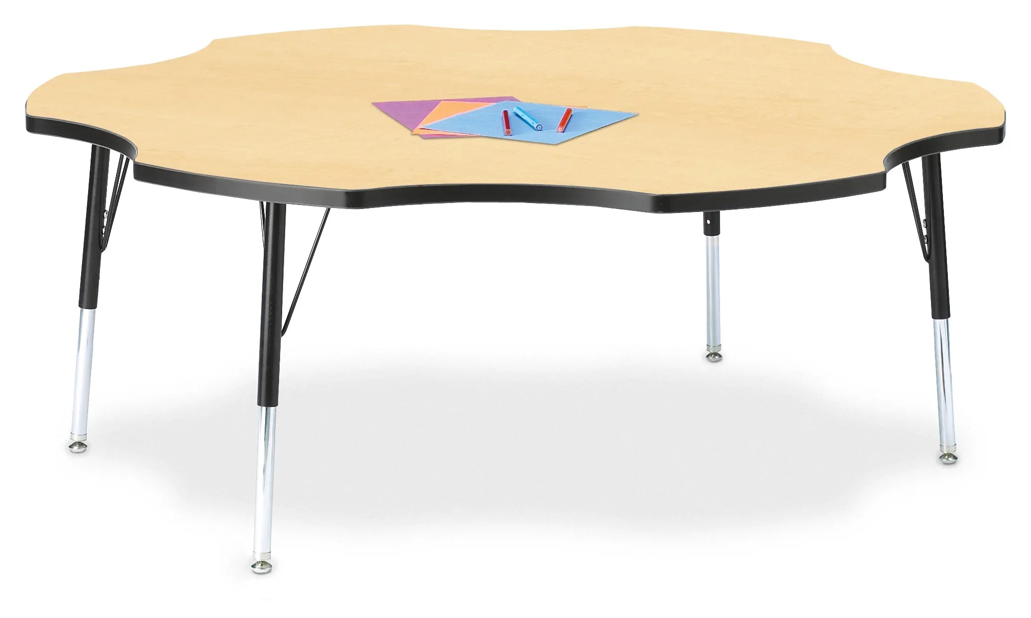 Berries® Six Leaf Activity Table - 60", E-height - Maple/Black/Black