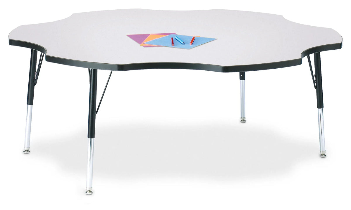 Berries® Six Leaf Activity Table - 60", E-height - Freckled Gray/Black/Black