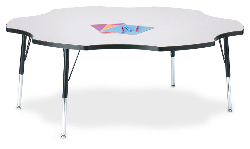 Berries® Six Leaf Activity Table - 60", E-height - Freckled Gray/Black/Black