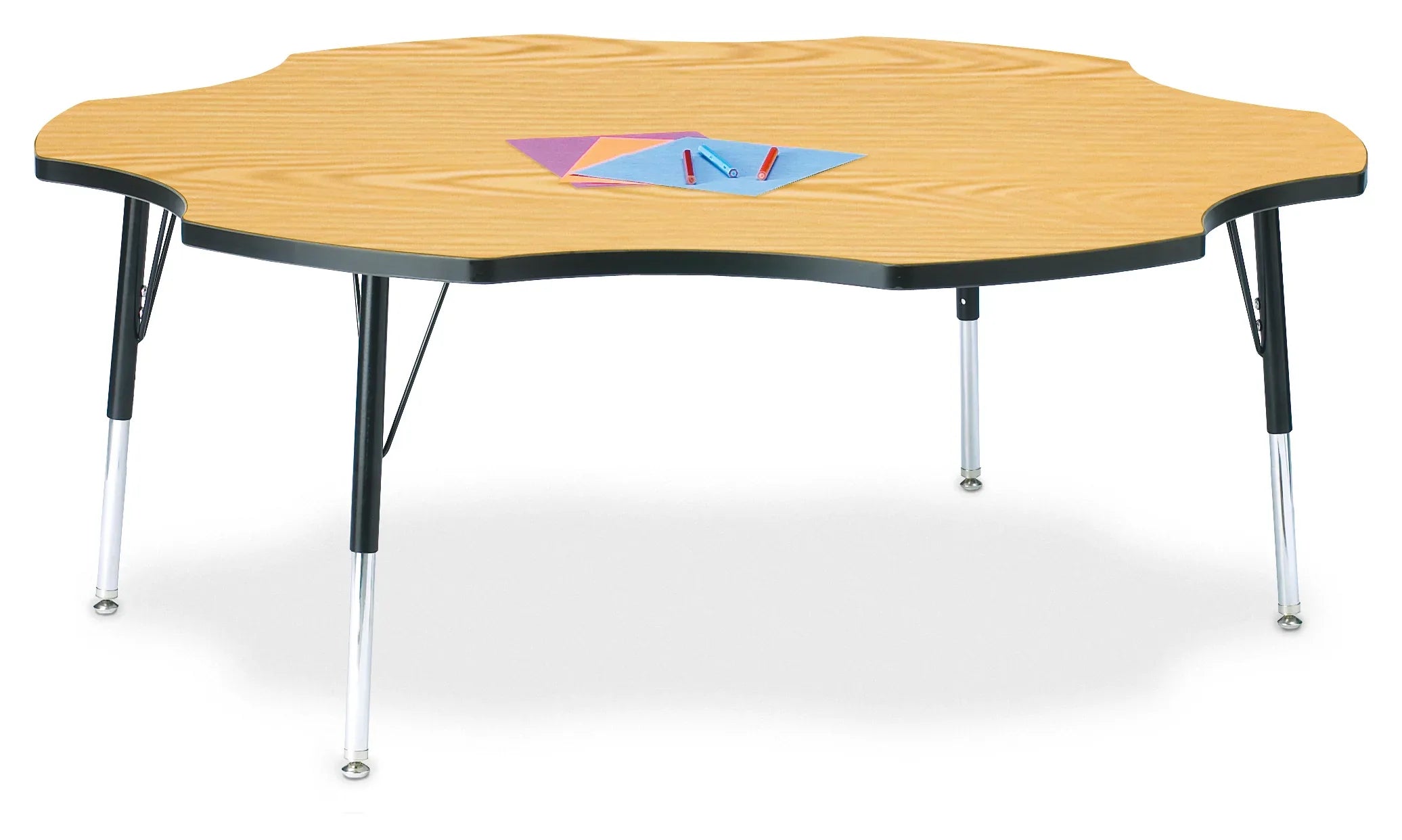 Berries® Six Leaf Activity Table - 60", E-height - Oak/Black/Black