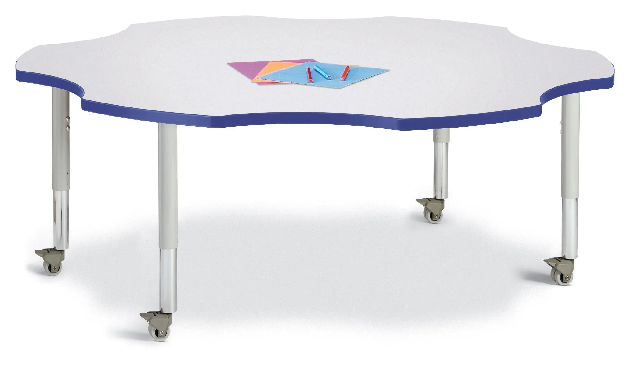 Berries® Six Leaf Activity Table - 60", Mobile - Freckled Gray/Blue/Gray