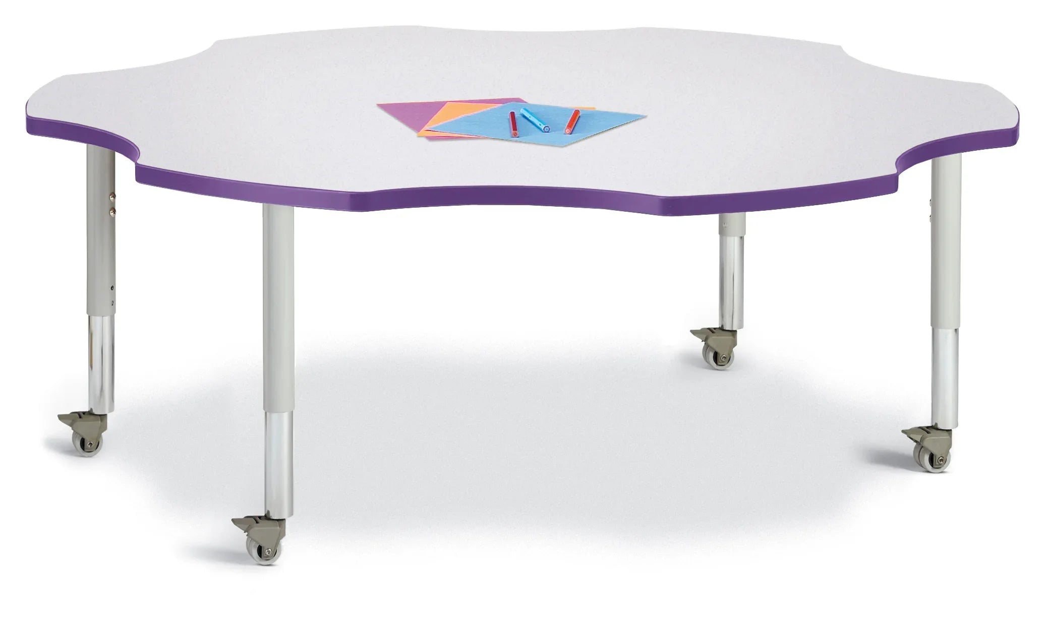 Berries® Six Leaf Activity Table - 60", Mobile - Freckled Gray/Purple/Gray