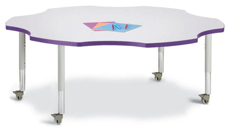 Berries® Six Leaf Activity Table - 60", Mobile - Freckled Gray/Purple/Gray