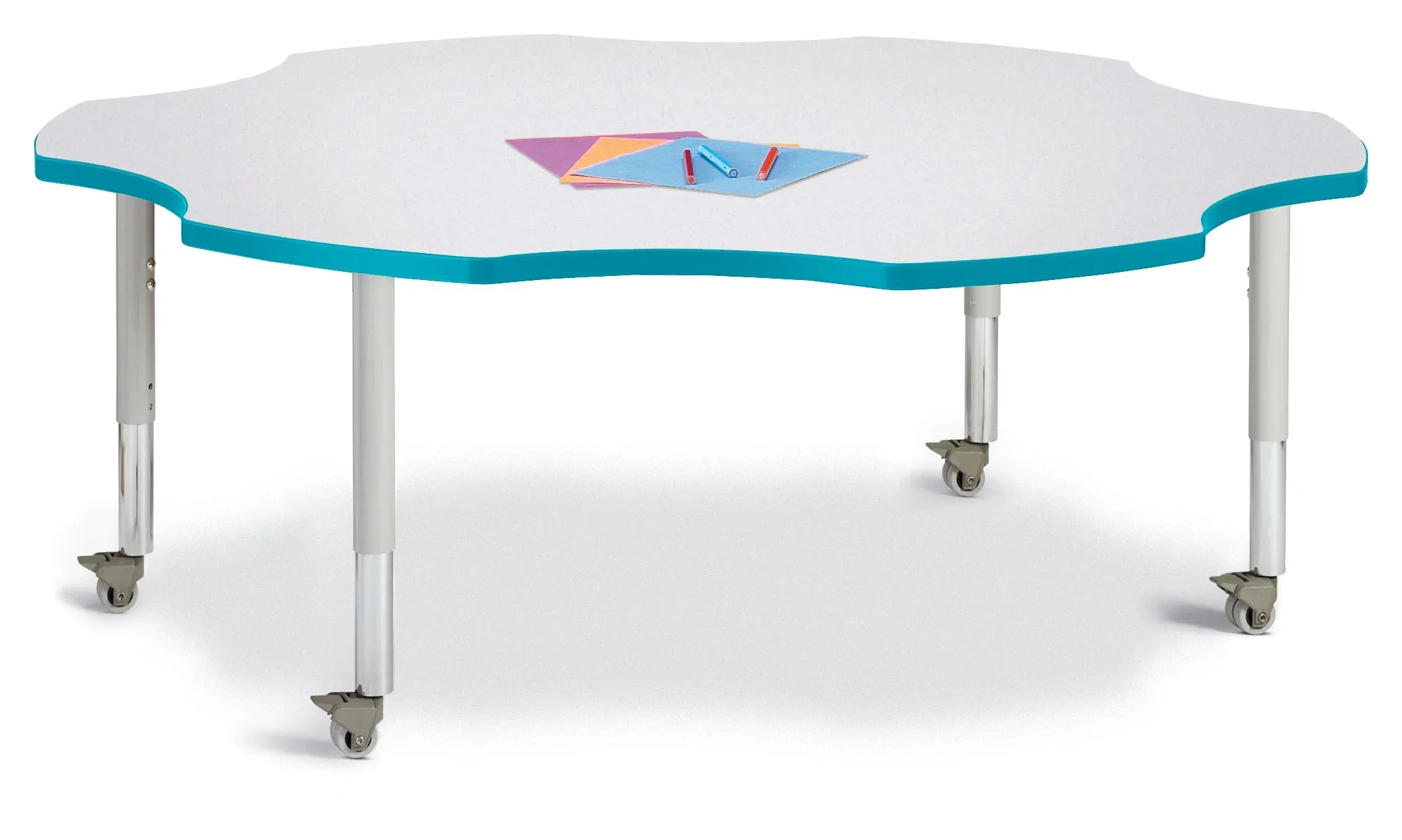 Berries® Six Leaf Activity Table - 60", Mobile - Freckled Gray/Teal/Gray