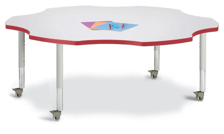 Berries® Six Leaf Activity Table - 60", Mobile - Freckled Gray/Red/Gray