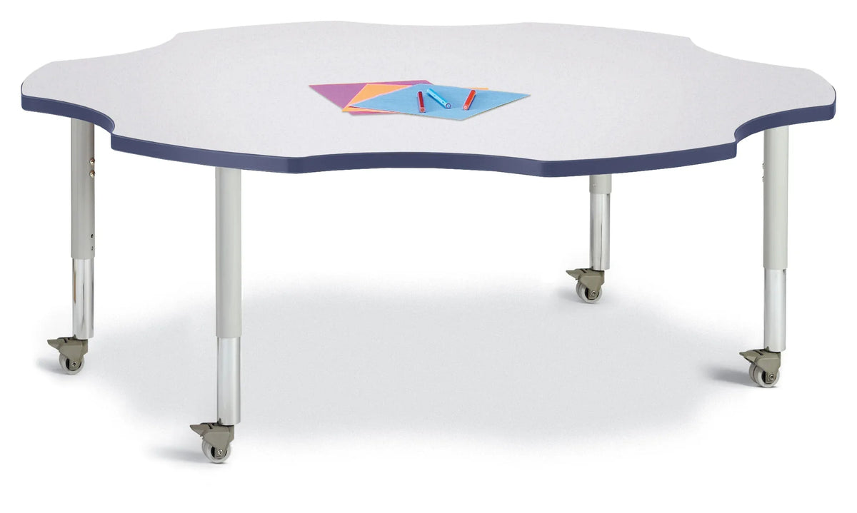 Berries® Six Leaf Activity Table - 60", Mobile - Freckled Gray/Navy/Gray