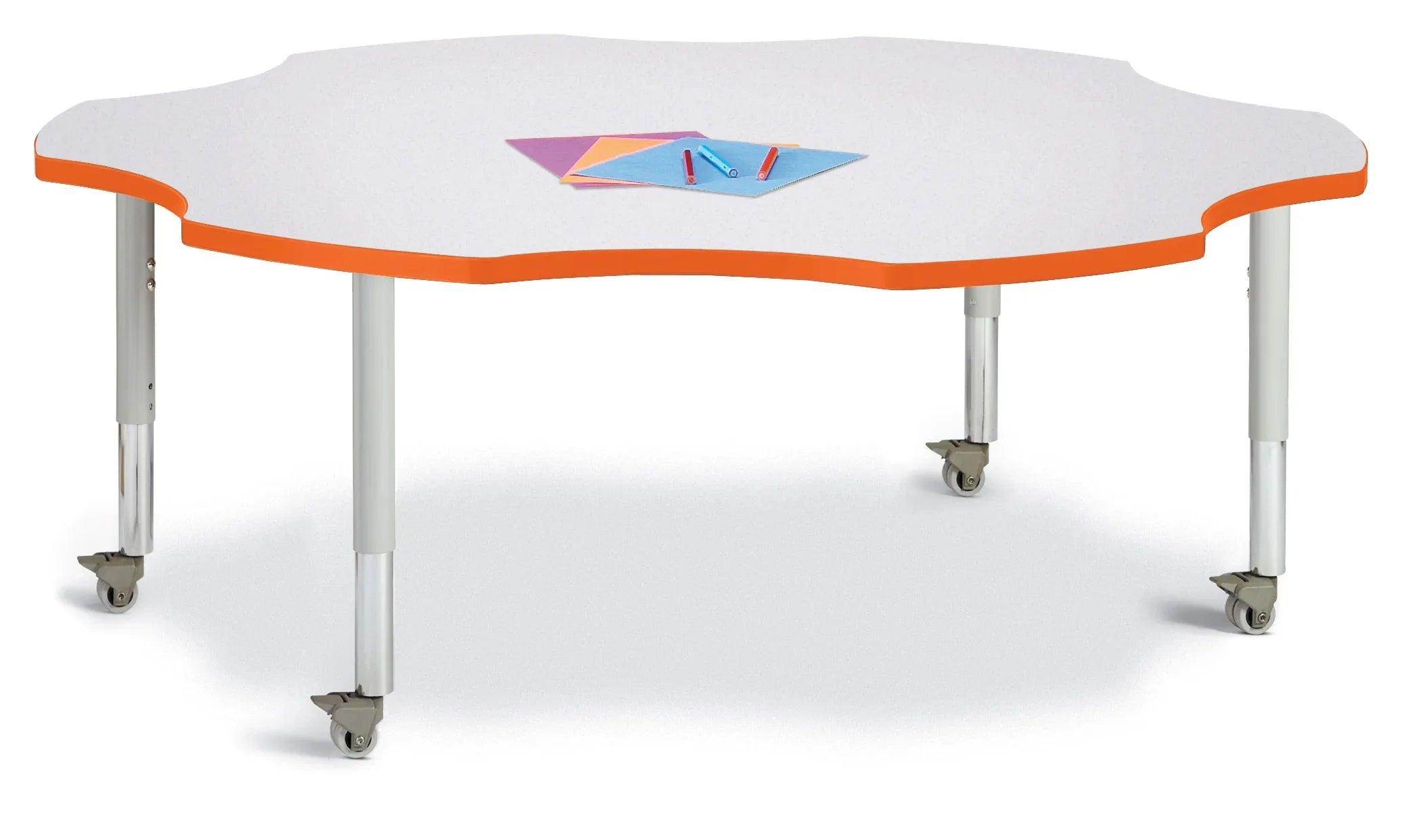 Berries® Six Leaf Activity Table - 60", Mobile - Freckled Gray/Orange/Gray