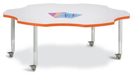 Berries® Six Leaf Activity Table - 60", Mobile - Freckled Gray/Orange/Gray