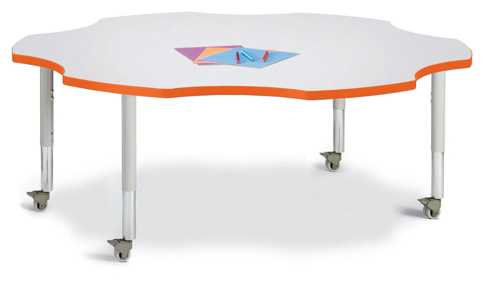 Berries® Six Leaf Activity Table - 60", Mobile - Freckled Gray/Orange/Gray