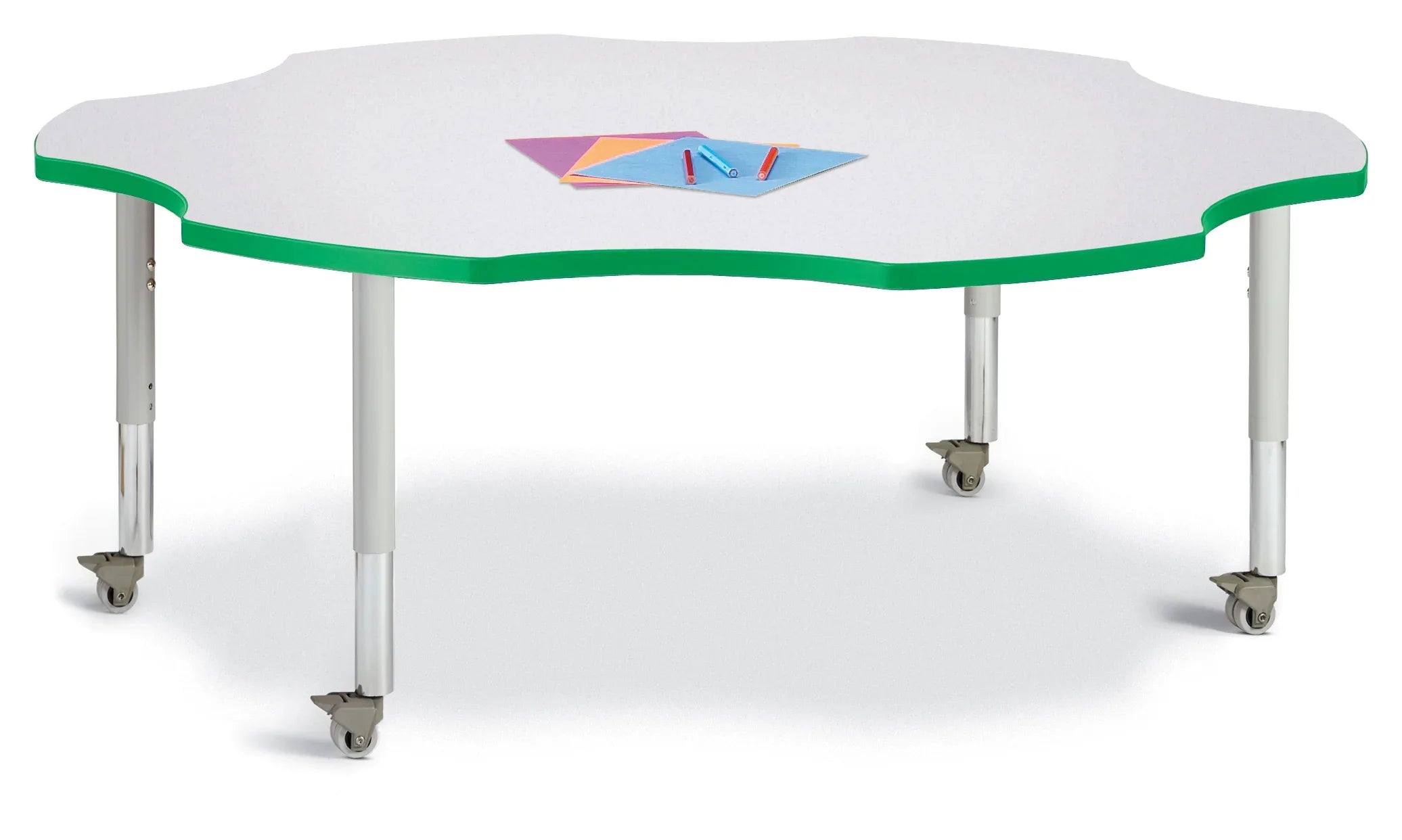 Berries® Six Leaf Activity Table - 60", Mobile - Freckled Gray/Green/Gray