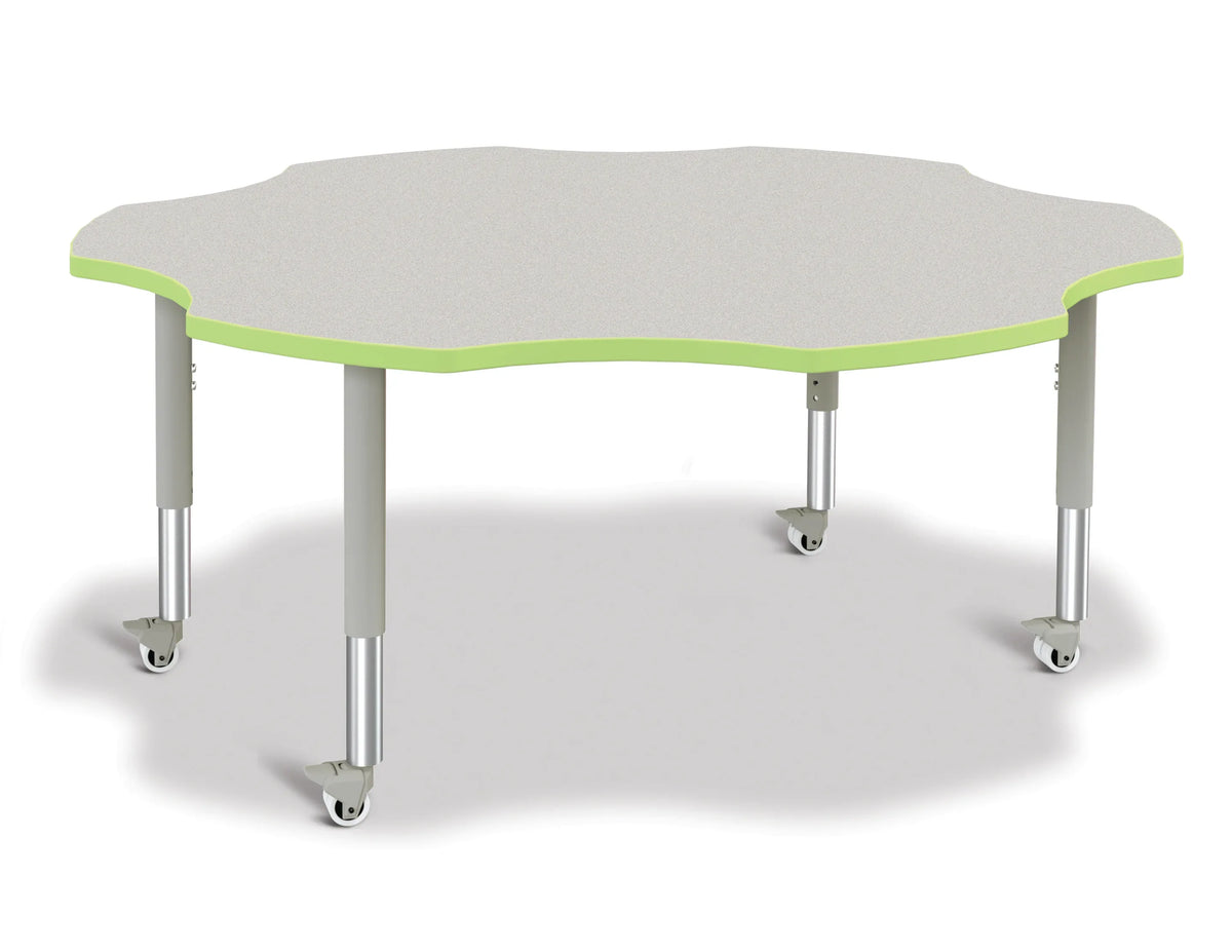 Berries® Six Leaf Activity Table - 60", Mobile - Freckled Gray/Key Lime/Gray