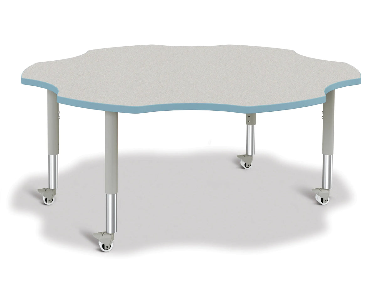 Berries® Six Leaf Activity Table - 60", Mobile - Freckled Gray/Coastal Blue/Gray