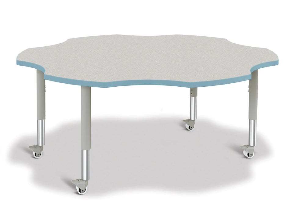 Berries® Six Leaf Activity Table - 60", Mobile - Freckled Gray/Coastal Blue/Gray