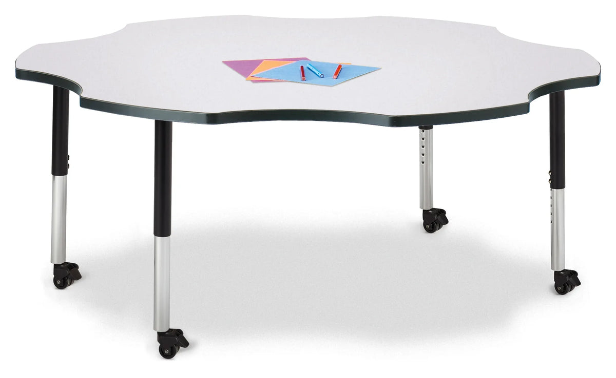 Berries® Six Leaf Activity Table - 60", Mobile - Freckled Gray/Black/Black