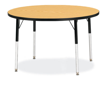 Berries® Round Activity Table - 42" Diameter, A-height - Oak/Black/Black