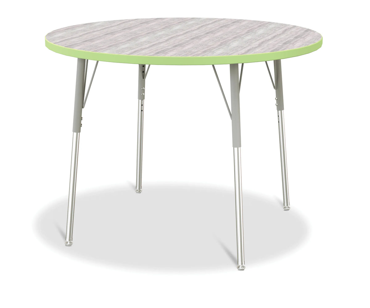 Berries® Round Activity Table - 42" Diameter, A-height - Driftwood Gray/Key Lime/Gray