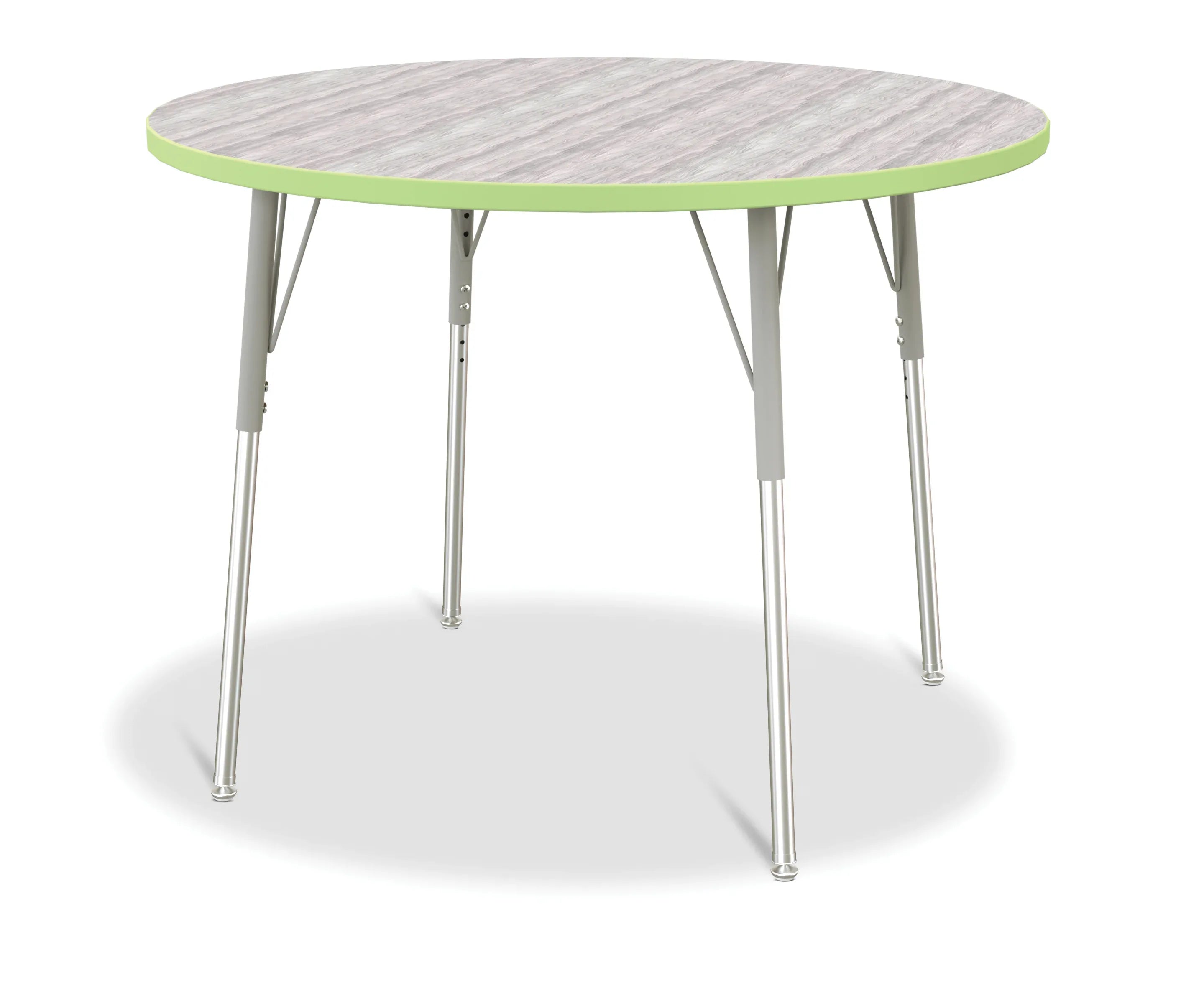 Berries® Round Activity Table - 42" Diameter, A-height - Driftwood Gray/Key Lime/Gray
