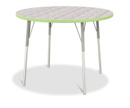 Berries® Round Activity Table - 42" Diameter, A-height - Driftwood Gray/Key Lime/Gray