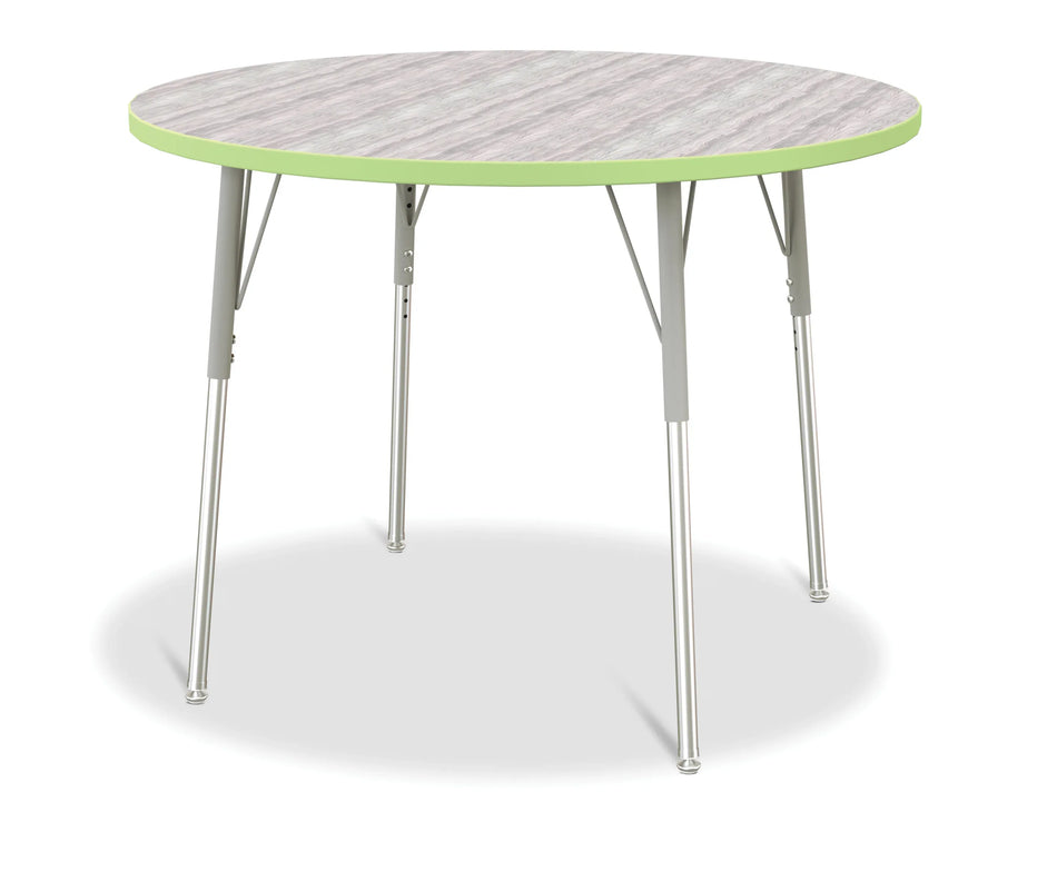 Berries® Round Activity Table - 42" Diameter, A-height - Driftwood Gray/Key Lime/Gray