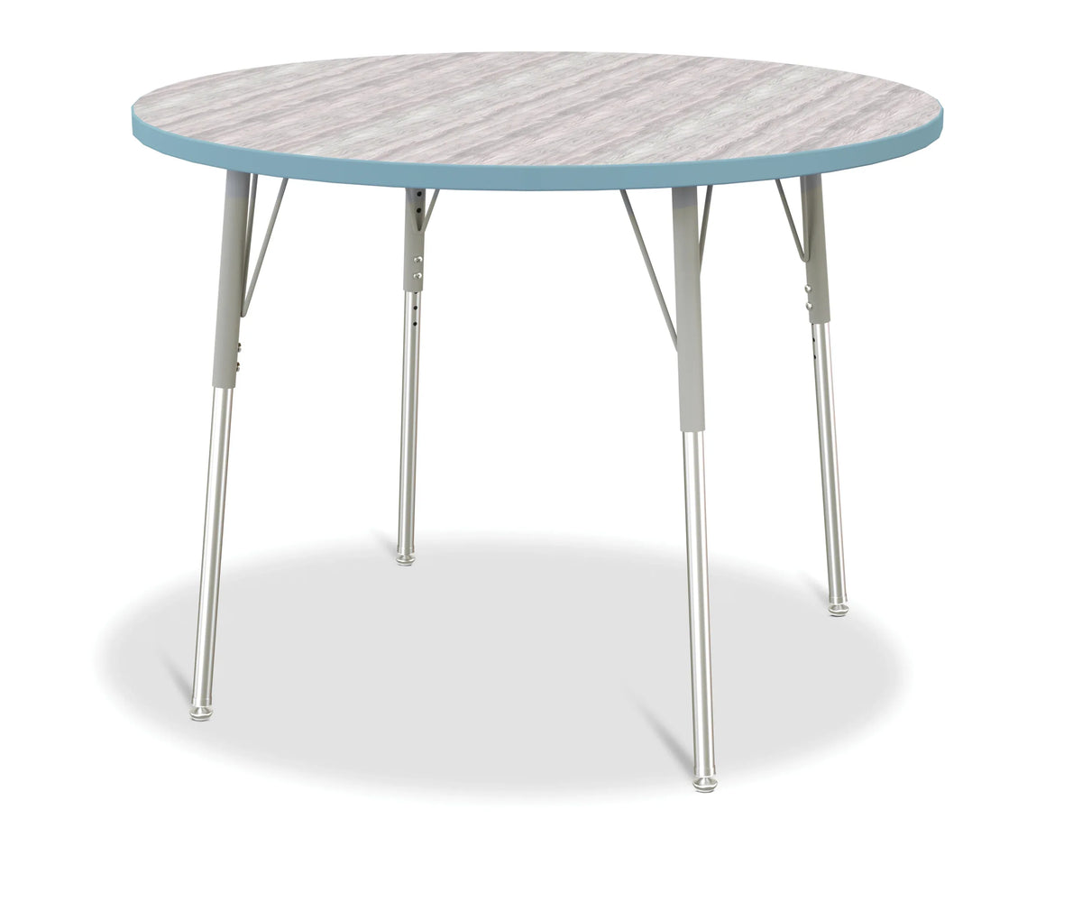 Berries® Round Activity Table - 42" Diameter, A-height - Driftwood Gray/Coastal Blue/Gray
