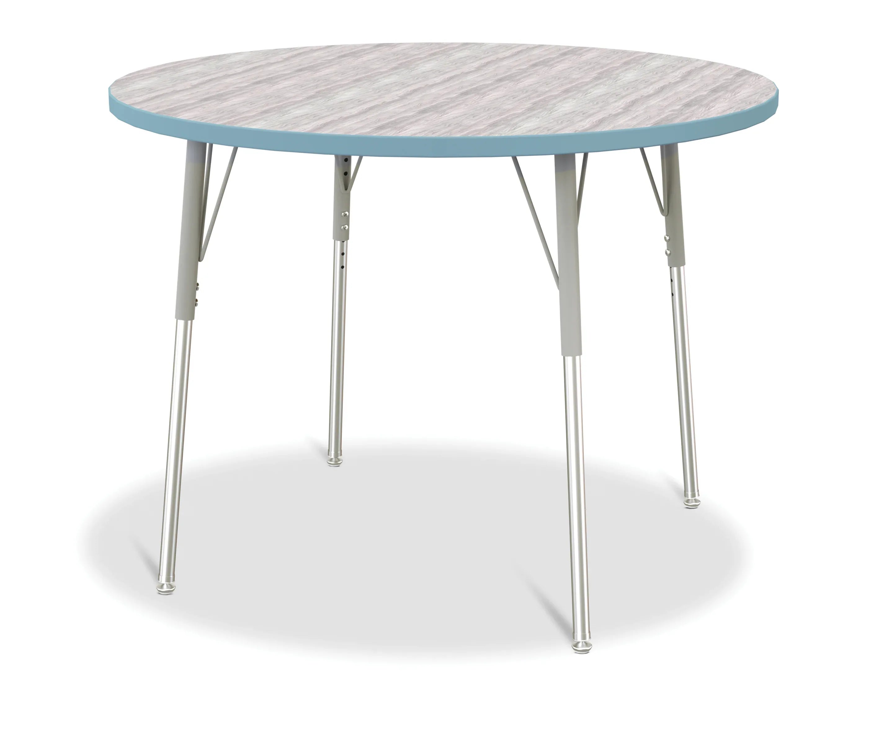 Berries® Round Activity Table - 42" Diameter, A-height - Driftwood Gray/Coastal Blue/Gray