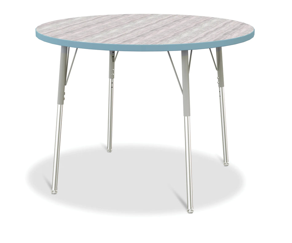 Berries® Round Activity Table - 42" Diameter, A-height - Driftwood Gray/Coastal Blue/Gray