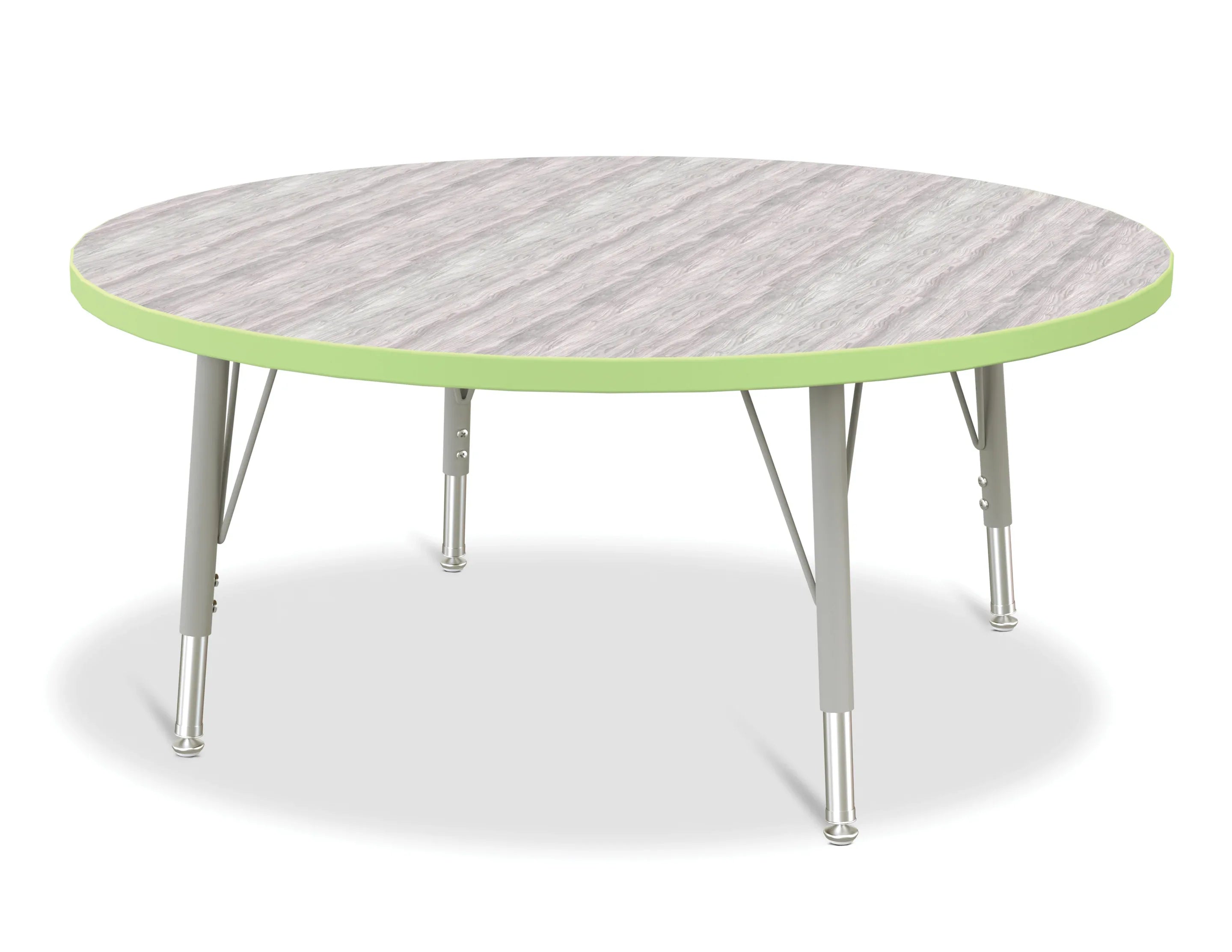 Berries® Round Activity Table - 42" Diameter, E-height - Driftwood Gray/Key Lime/Gray