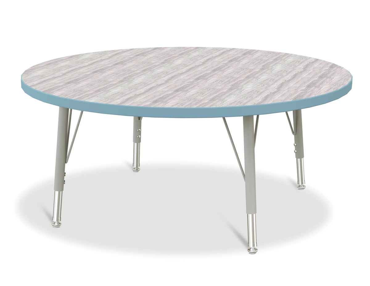Berries® Round Activity Table - 42" Diameter, E-height - Driftwood Gray/Coastal Blue/Gray