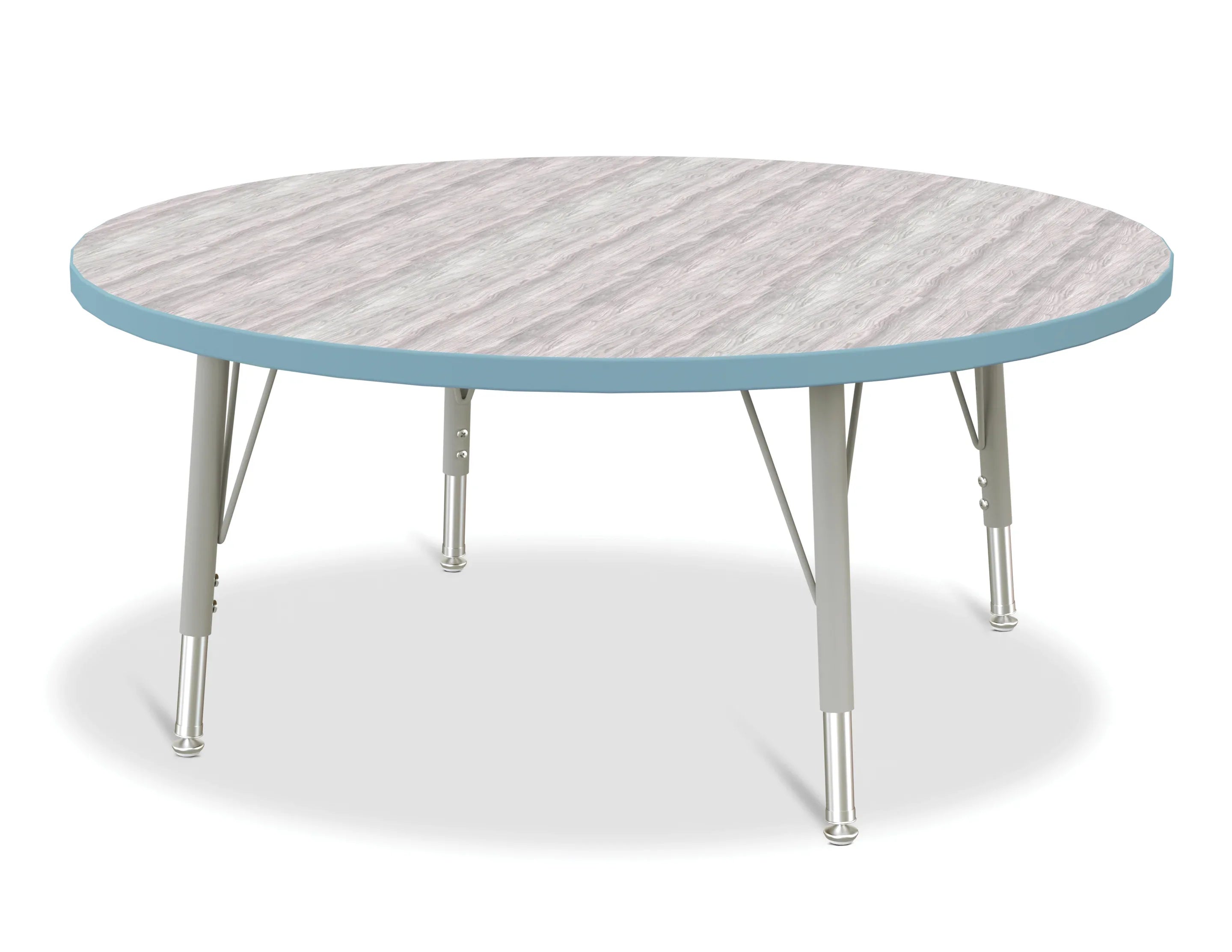 Berries® Round Activity Table - 42" Diameter, E-height - Driftwood Gray/Coastal Blue/Gray