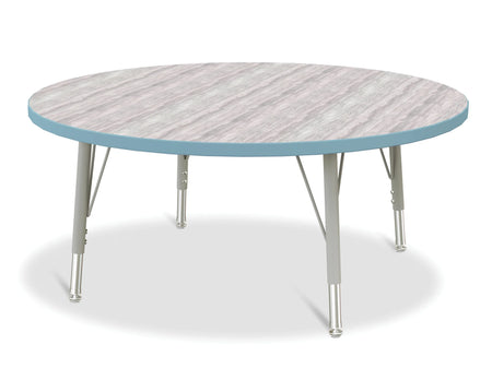 Berries® Round Activity Table - 42" Diameter, E-height - Driftwood Gray/Coastal Blue/Gray