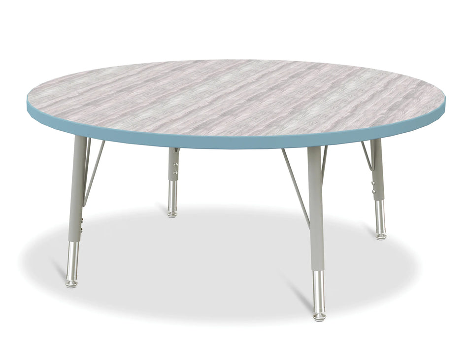Berries® Round Activity Table - 42" Diameter, E-height - Driftwood Gray/Coastal Blue/Gray