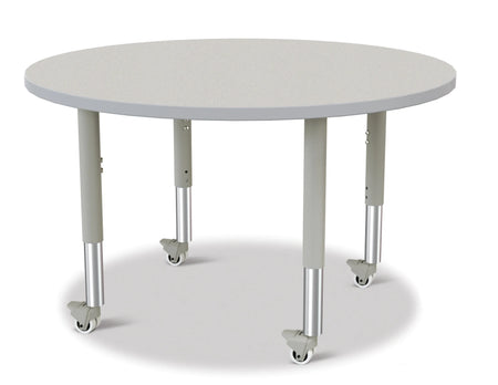 Berries® Round Activity Table - 42" Diameter, Mobile - Freckled Gray/Gray/Gray