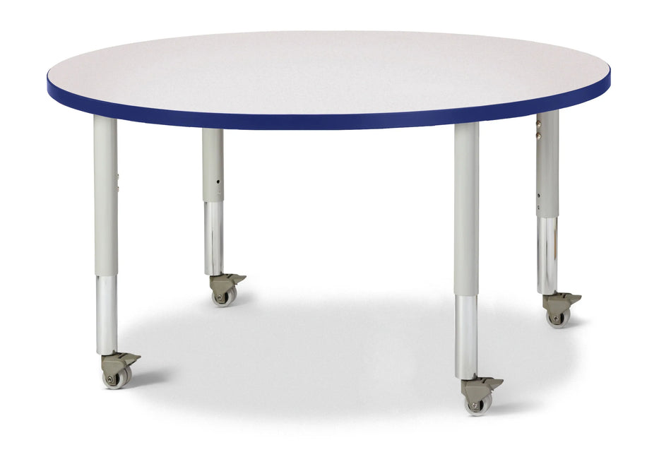 Berries® Round Activity Table - 42" Diameter, Mobile - Freckled Gray/Blue/Gray