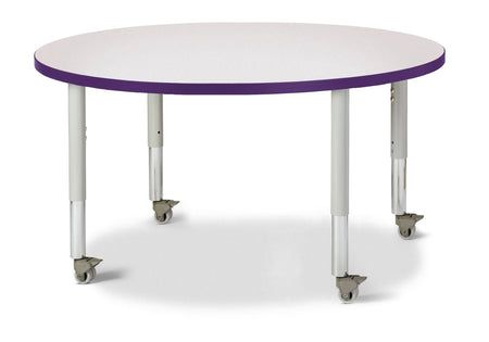 Berries® Round Activity Table - 42" Diameter, Mobile - Freckled Gray/Purple/Gray