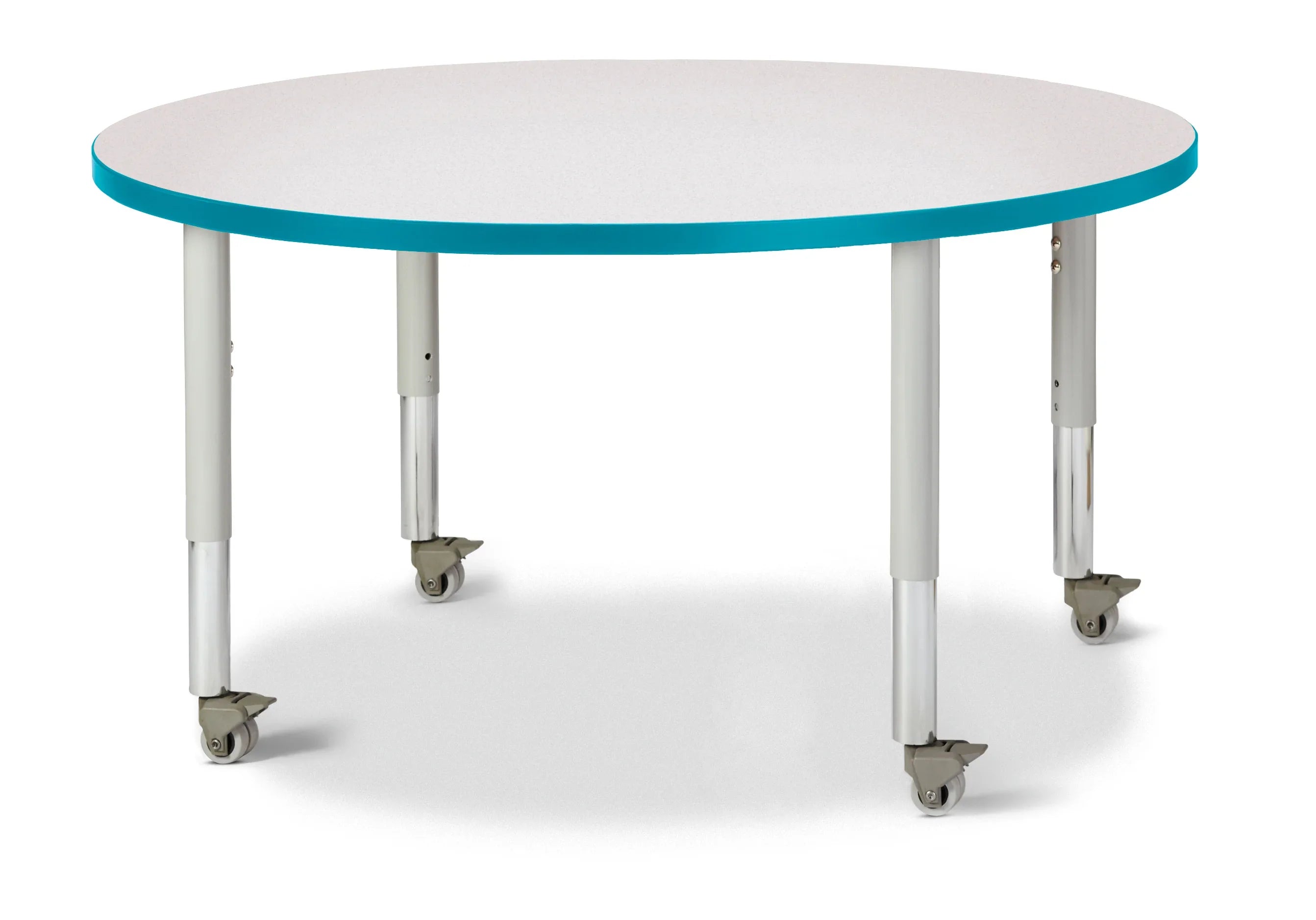 Berries® Round Activity Table - 42" Diameter, Mobile - Freckled Gray/Teal/Gray