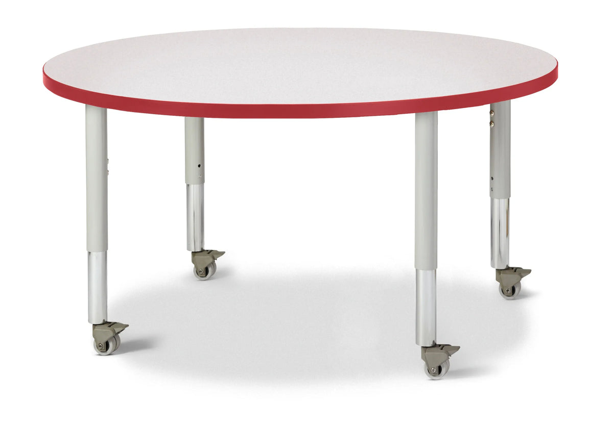 Berries® Round Activity Table - 42" Diameter, Mobile - Freckled Gray/Red/Gray