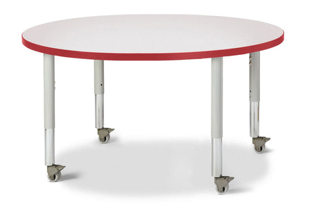 Berries® Round Activity Table - 42" Diameter, Mobile - Freckled Gray/Red/Gray