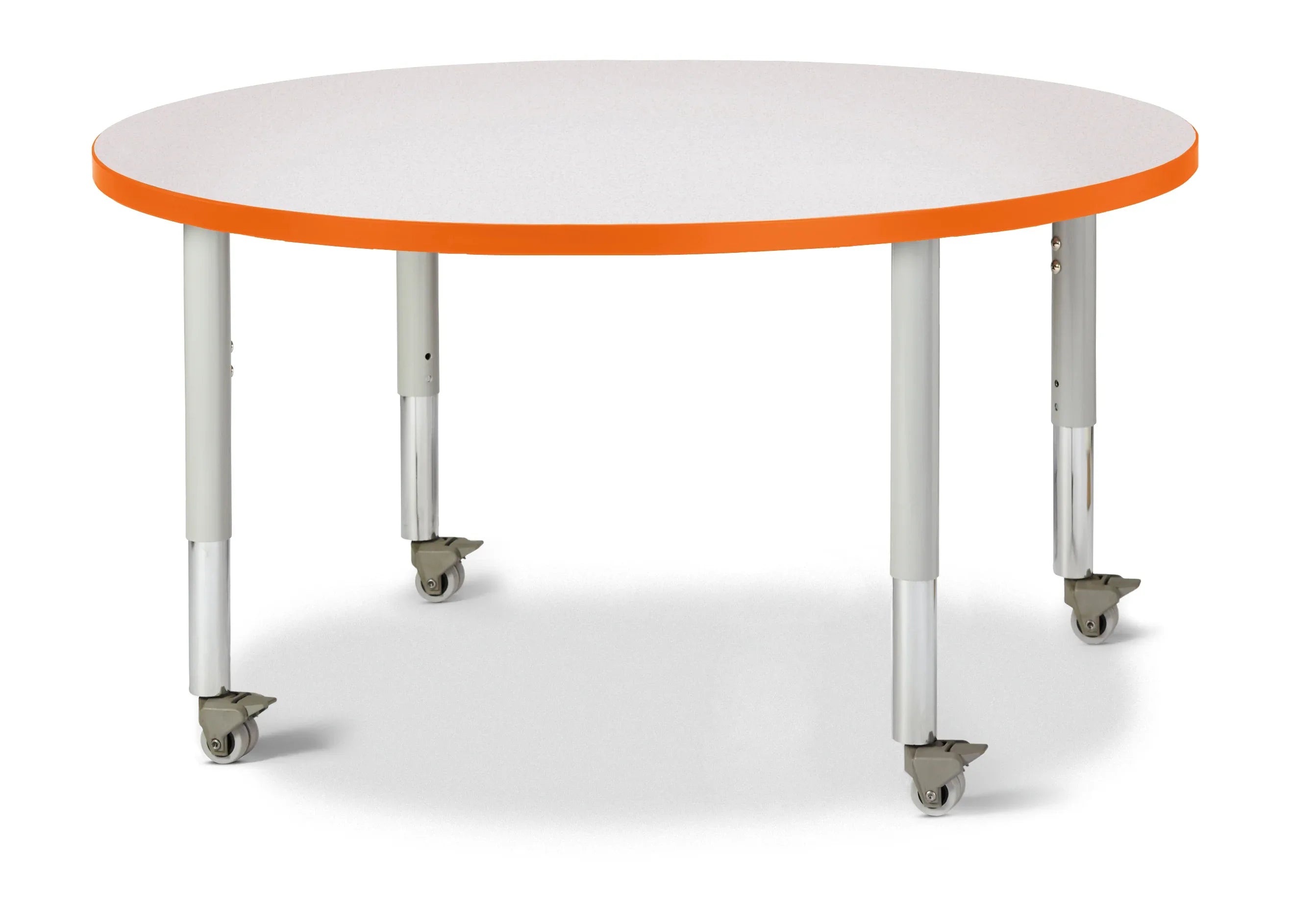Berries® Round Activity Table - 42" Diameter, Mobile - Freckled Gray/Orange/Gray
