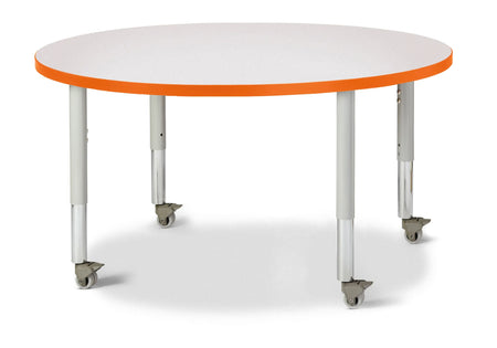 Berries® Round Activity Table - 42" Diameter, Mobile - Freckled Gray/Orange/Gray